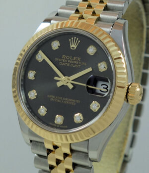 Rolex Datejust 31mm 18k   Steel Dark-Grey Sunray  Diamond-dial 278273