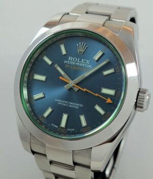 Rolex Milgauss Blue Dial  Green Crystal  116400GV  July 2016