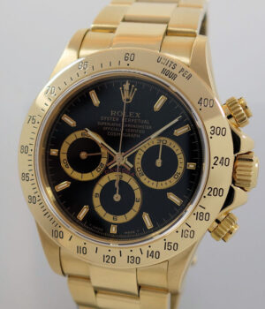 Rolex Daytona 18k Yellow-Gold, "Zenith" Black Dial 16528 Full set