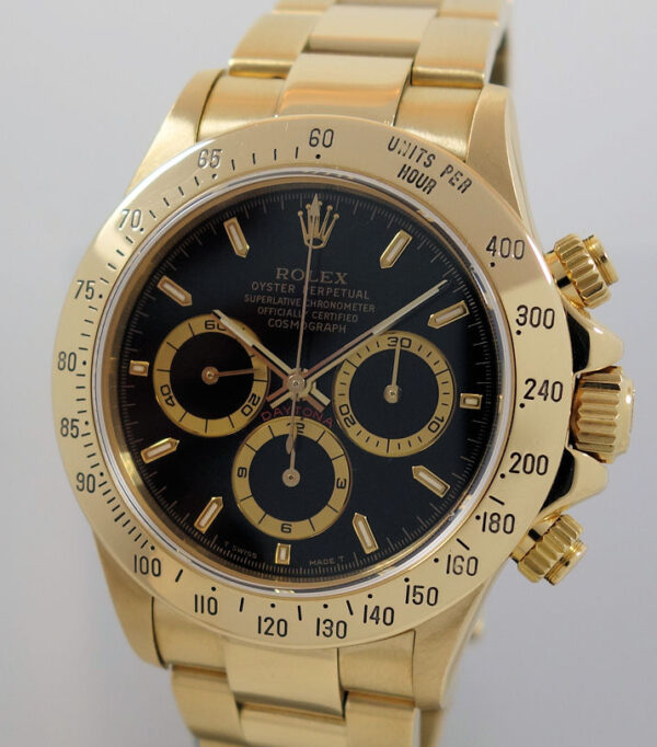 Rolex Daytona 18k Yellow-Gold, "Zenith" Black Dial 16528 Full set
