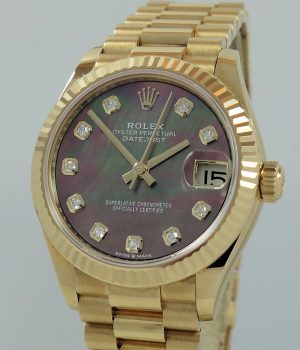 Rolex Datejust 31mm 18ct Gold  Black Mother-of-Pearl Diamond dial 278278 Box   Card 2022