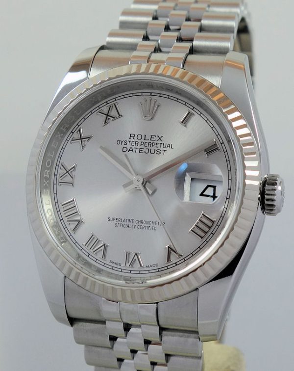 Rolex Datejust 36 Jubilee, Silver Roman dial, White-Gold bezel 116234
