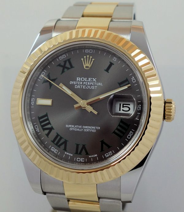 Rolex Datejust II 18k & Steel, Wimbledon dial 116333 Box & Card