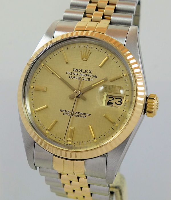 Rolex Datejust 18k Gold & Steel  16013 c1984 Gold, Linen-dial