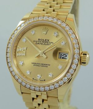 Rolex Lady-Datejust 18k Gold FACTORY Diamond dial   Diamond bezel 279138RBR