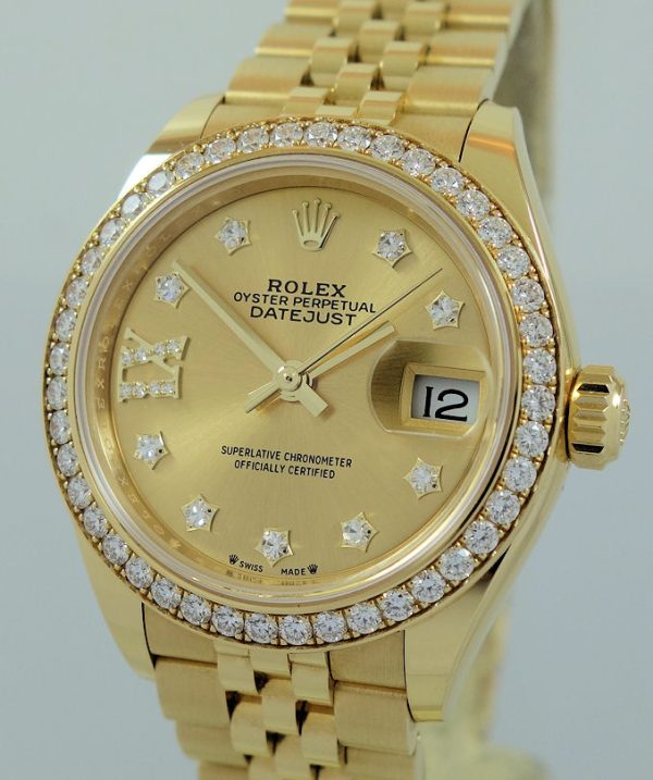 Rolex Lady-Datejust 18k Gold FACTORY Diamond dial & Diamond bezel 279138RBR