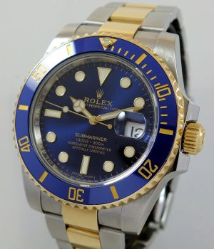 Rolex Submariner 18k   Steel  Blue dial 116613LB  Box   Card