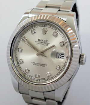 Rolex Datejust II  Diamond dial, White-Gold bezel BOX and CARD 2016 116334