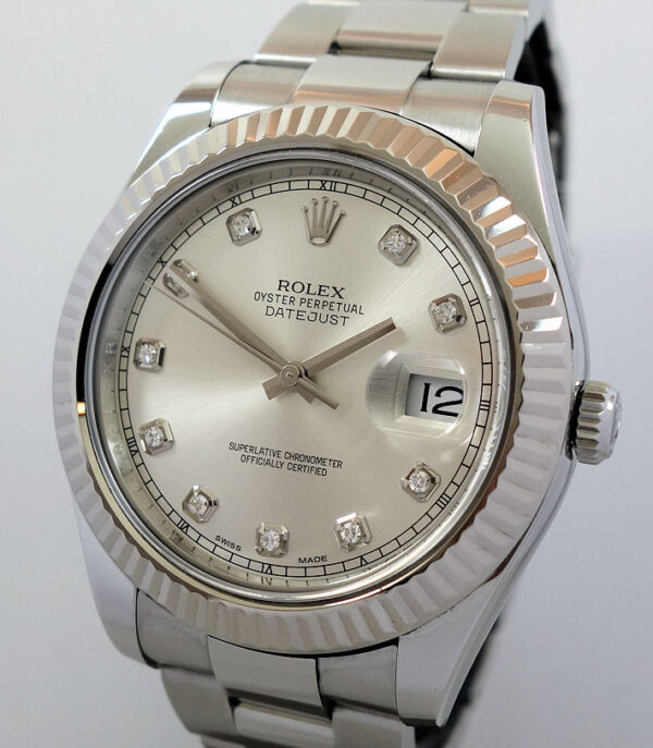 Rolex Datejust II  Diamond dial, White-Gold bezel BOX and CARD 2016 116334