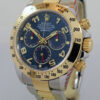 DSC03575 Rolex Daytona 18k Gold & Steel, Blue Arabic dial 116523 2 year Rolex Service Warranty.