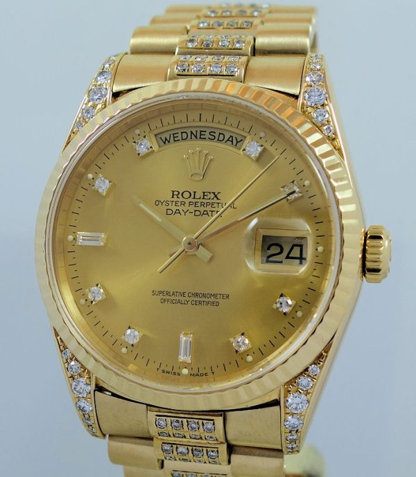 Rolex President Day-Date 18338 Factory Diamond Dial & Diamond Lugs c 1991