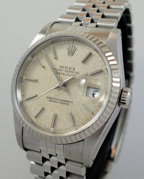 Rolex Datejust 36mm White-Gold bezel & Linen-dial 16234