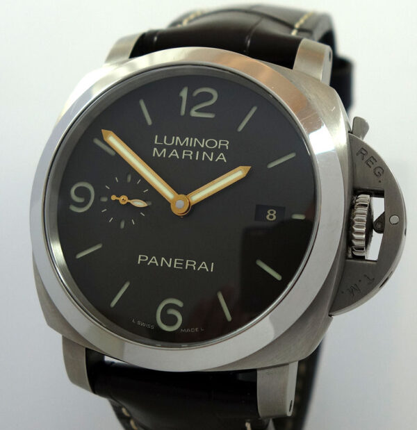 Panerai LUMINOR Marina "Tobacco Dial" 1950 3 DAYS TITANIO PAM351 Box & Card