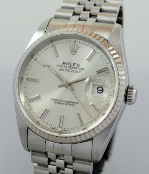 Rolex Datejust 36mm White-Gold bezel   Silver dial 16234