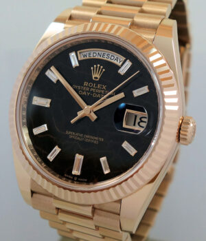 Rolex Day-Date 40mm 18k Everose Eisenkiesel-stone Diamond Dial 228235