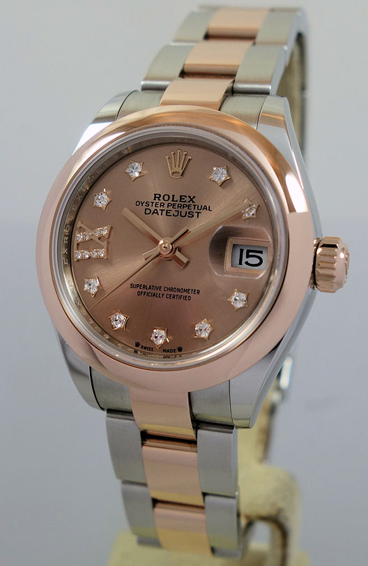 DSC07918 Rolex Lady-Datejust 28mm 18k Everose & Steel Rosé Diamond dial 279161