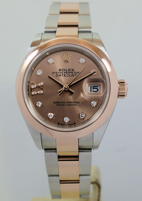 DSC07922 Rolex Lady-Datejust 28mm 18k Everose & Steel Rosé Diamond dial 279161