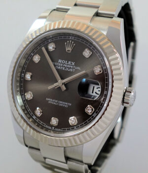 Rolex Datejust 41 mm Rhodium Diamond dial, White-Gold bezel 126334 Box&Card
