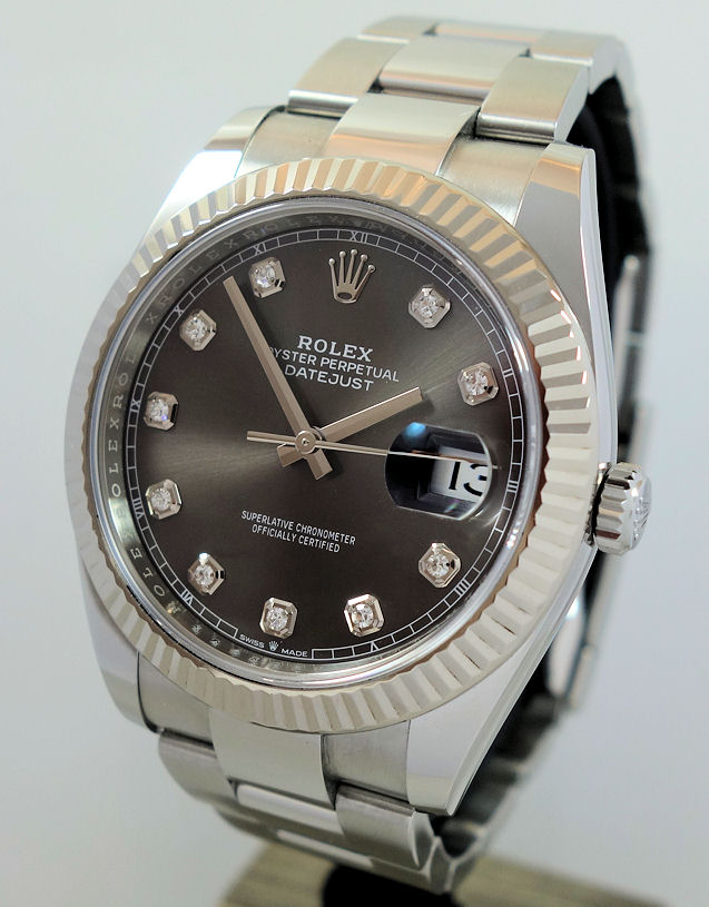 DSC08576 Rolex Datejust 41 mm Rhodium Diamond dial, White-Gold bezel 126334 Box&Card