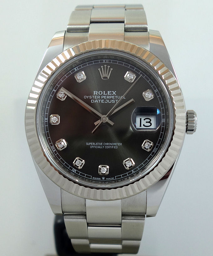 DSC08581 Rolex Datejust 41 mm Rhodium Diamond dial, White-Gold bezel 126334 Box&Card