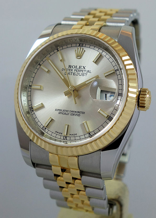 DSC08601 Rolex Datejust 36m 18k & Steel Jubilee bracelet 116233 Silver Dial *As New*