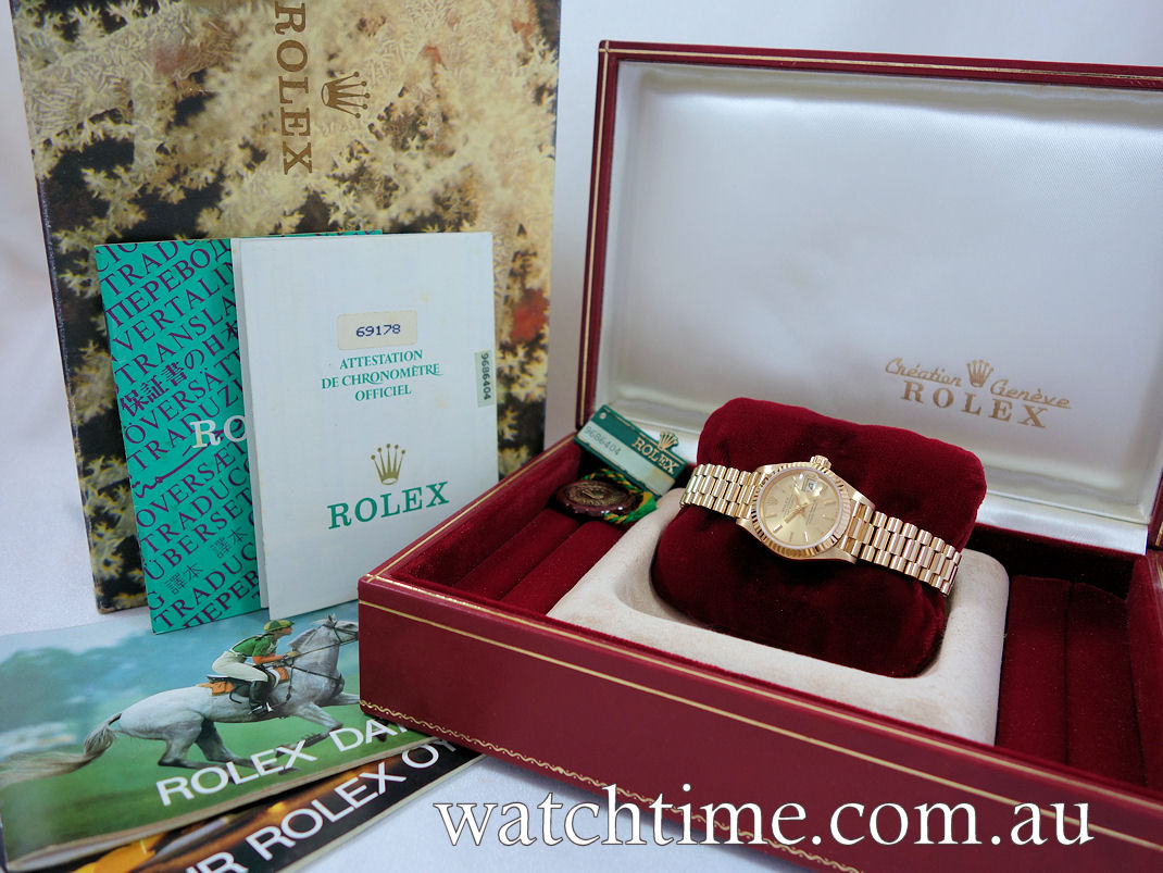 DSC08695 Rolex Lady-Datejust 18k Yellow Gold 69178 Box & Papers *As New*