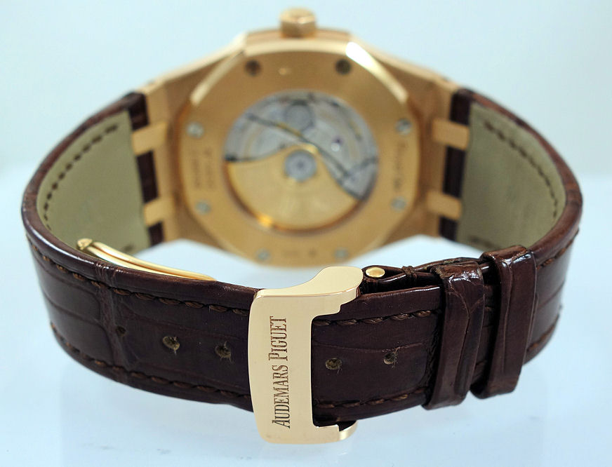 DSC08756 Audemars Piguet Royal Oak 18k Rose-Gold 41mm Silver-Dial Leather 15400OR