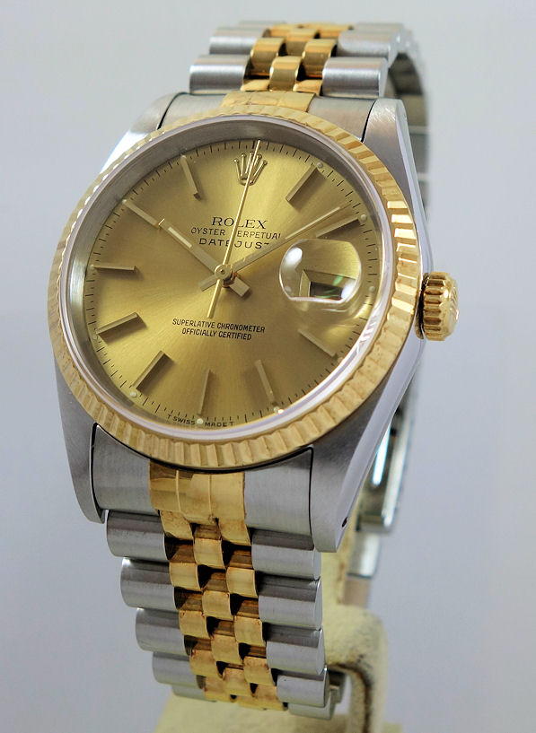 DSC09100 Rolex Datejust 18k & Steel 16233 Box & Papers