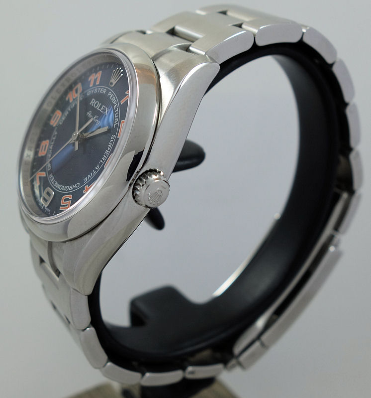 DSC09231 Rolex Air-King 114200 Blue Concentric Arabic dial Box & Card