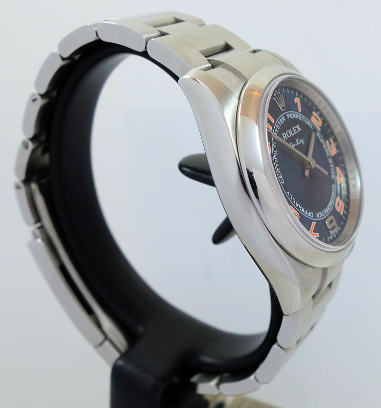 DSC09233 Rolex Air-King 114200 Blue Concentric Arabic dial Box & Card