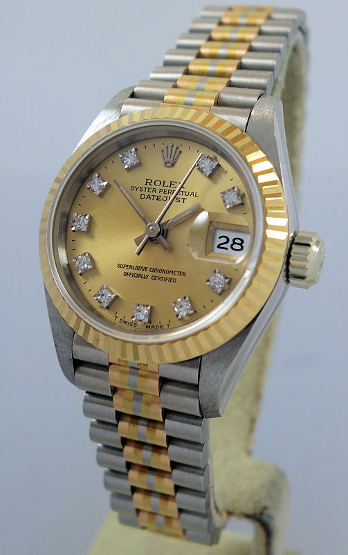 DSC09289 Rolex Lady President DateJUST Tridor FULL 18k with Diamonds 69179B