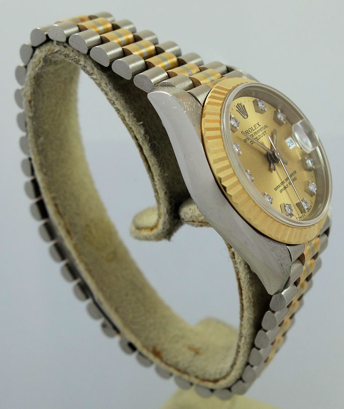 DSC09299 Rolex Lady President DateJUST Tridor FULL 18k with Diamonds 69179B