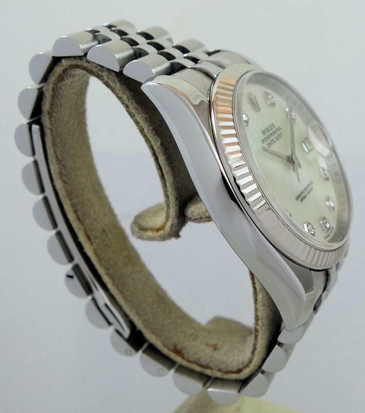 DSC09404 Rolex Datejust 116234 Mother of Pearl Diamond dial, White-Gold bezel