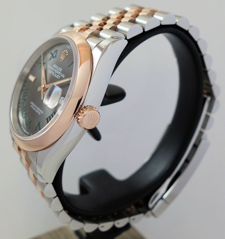 DSC09675 Rolex Datejust 18k Everose & Steel 126201 Wimbledon dial Box & Card *Unused* Sep 2024