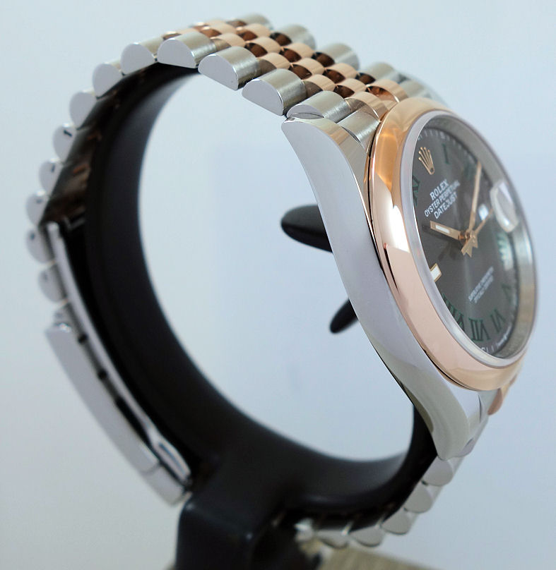 DSC09678 Rolex Datejust 18k Everose & Steel 126201 Wimbledon dial Box & Card *Unused* Sep 2024