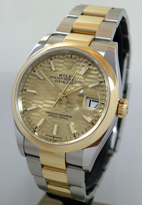 DSC09686 Rolex Datejust 36 Steel & 18k Yellow-Gold, 126203 Motif Dial 2023 Box & Card.