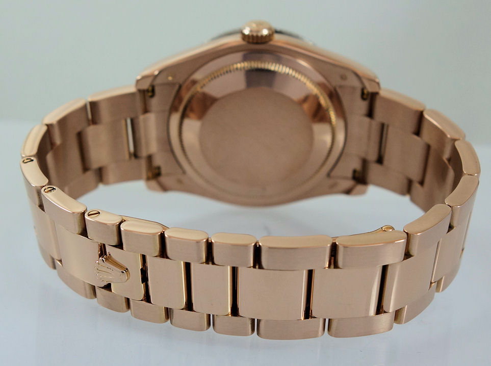 DSC09730 ROLEX Datejust 18ct Everose Gold, RARE FACTORY Tiger Diamond Dial & Baguette Diamond Bezel 116285BBR Box & Card. *As New*