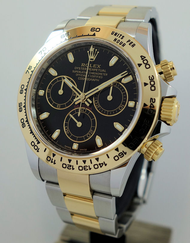 DSC00062 Rolex Daytona 18k & Steel, Black Dial 116503 Box & Card