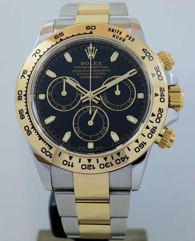 DSC00067 Rolex Daytona 18k & Steel, Black Dial 116503 Box & Card