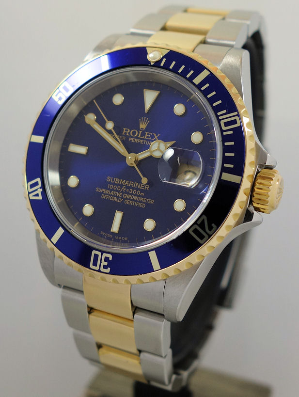 DSC00566 Rolex Submariner Date 18k & Steel, Blue dial 16613