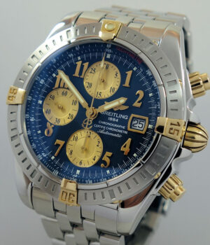 Breitling Chronomat Evolution B13356 Blue-dial Gold & Steel
