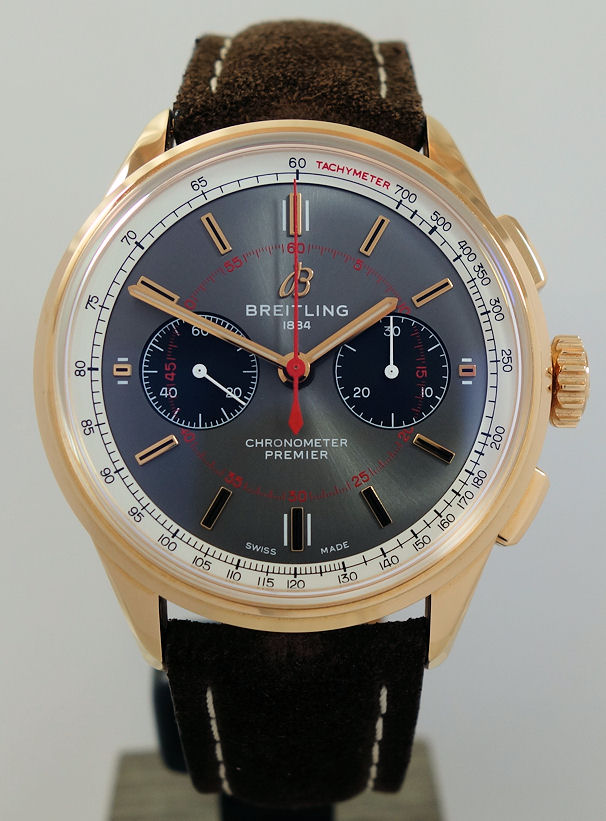 DSC01293 Breitling Premier B01 Chronograph 42mm 18k Rose-Gold, Slate/Black dial RB0118