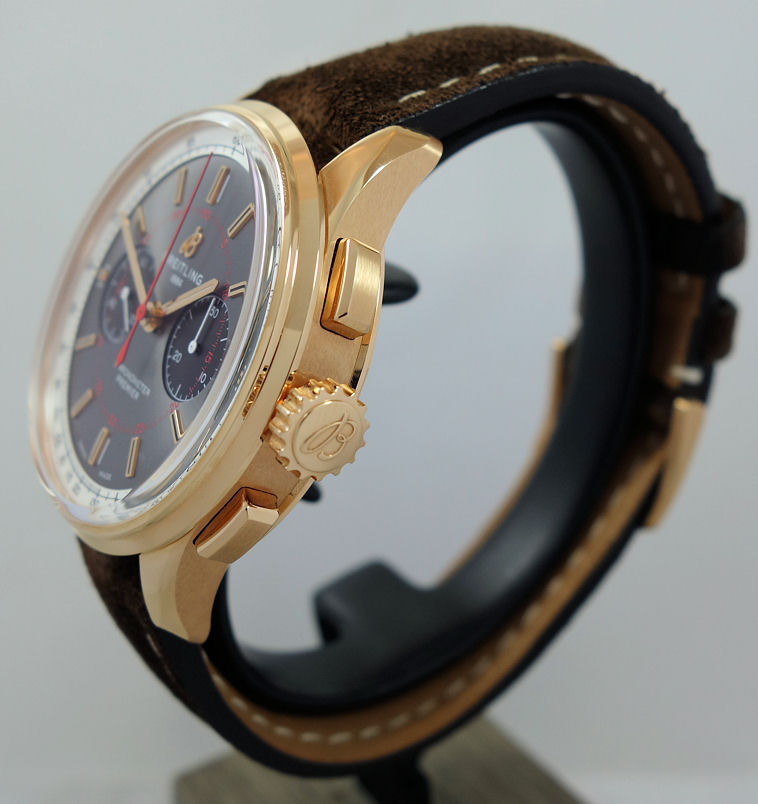 DSC01294 Breitling Premier B01 Chronograph 42mm 18k Rose-Gold, Slate/Black dial RB0118