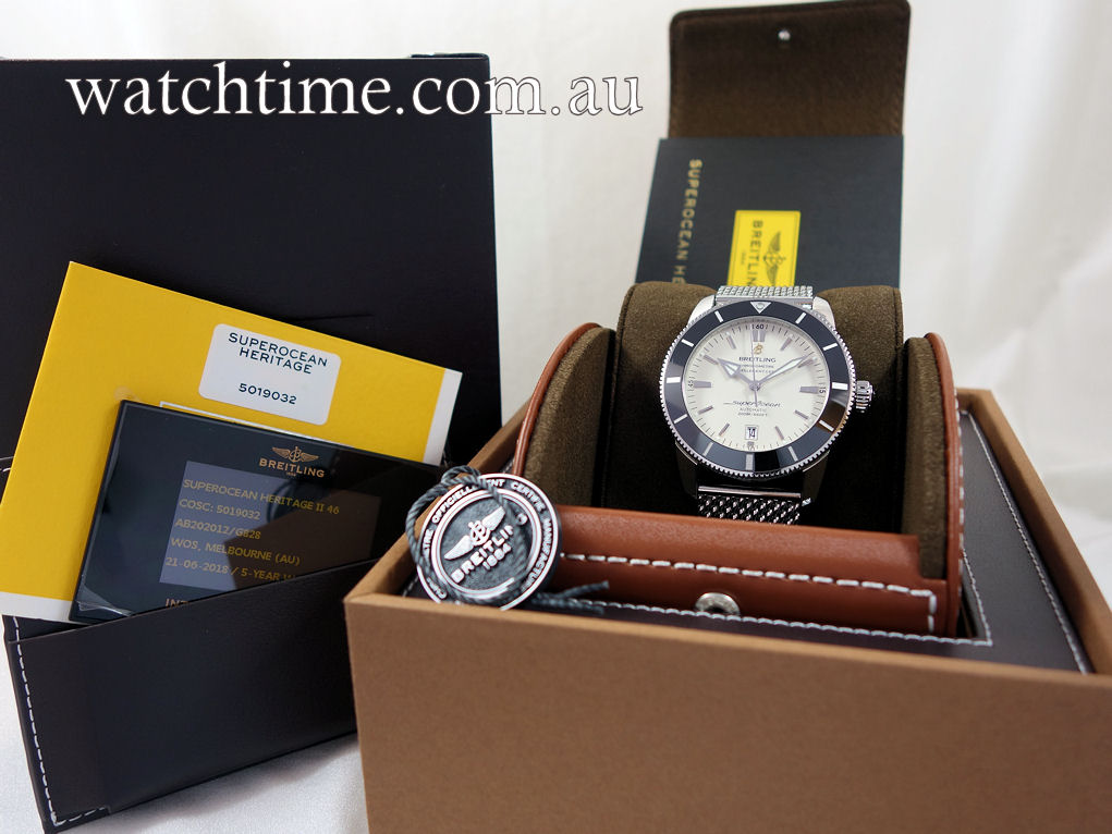 DSC01602 Breitling SUPEROCEAN HÉRITAGE II 46mm Steel bracelet, Silver dial AB202012/G828