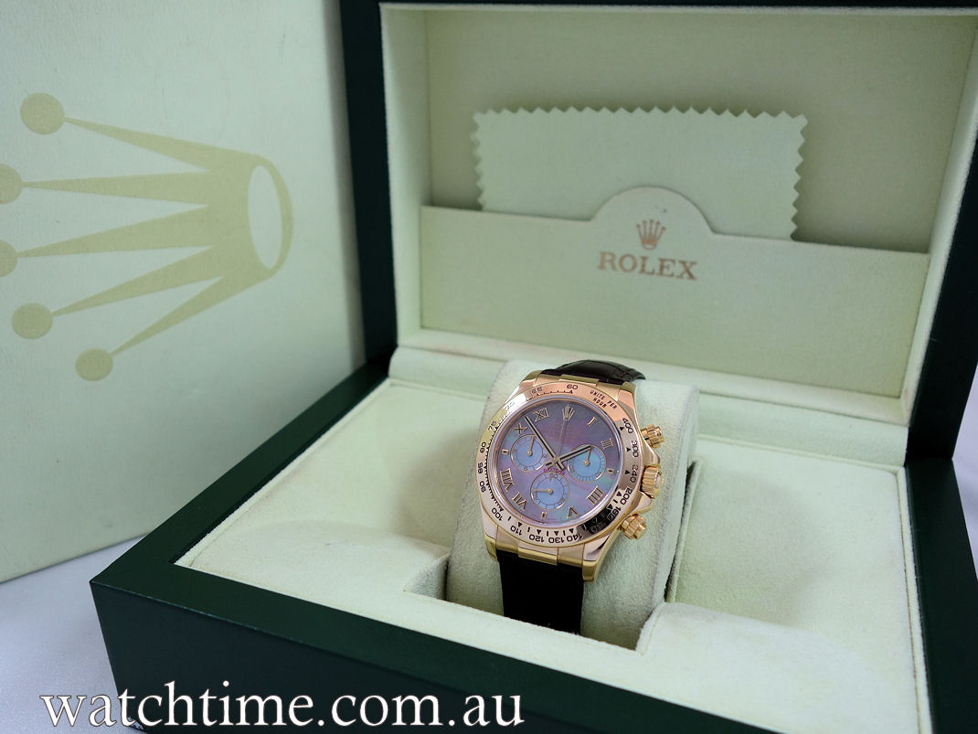 DSC01626 Rolex Daytona 18k Yellow-Gold BLACK Mother-of-Pearl dial 116518