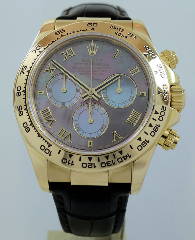 DSC01637 Rolex Daytona 18k Yellow-Gold BLACK Mother-of-Pearl dial 116518
