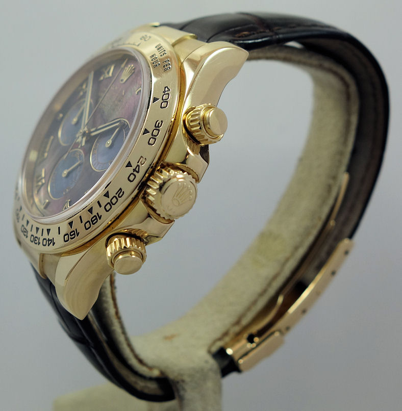 DSC01645 Rolex Daytona 18k Yellow-Gold BLACK Mother-of-Pearl dial 116518