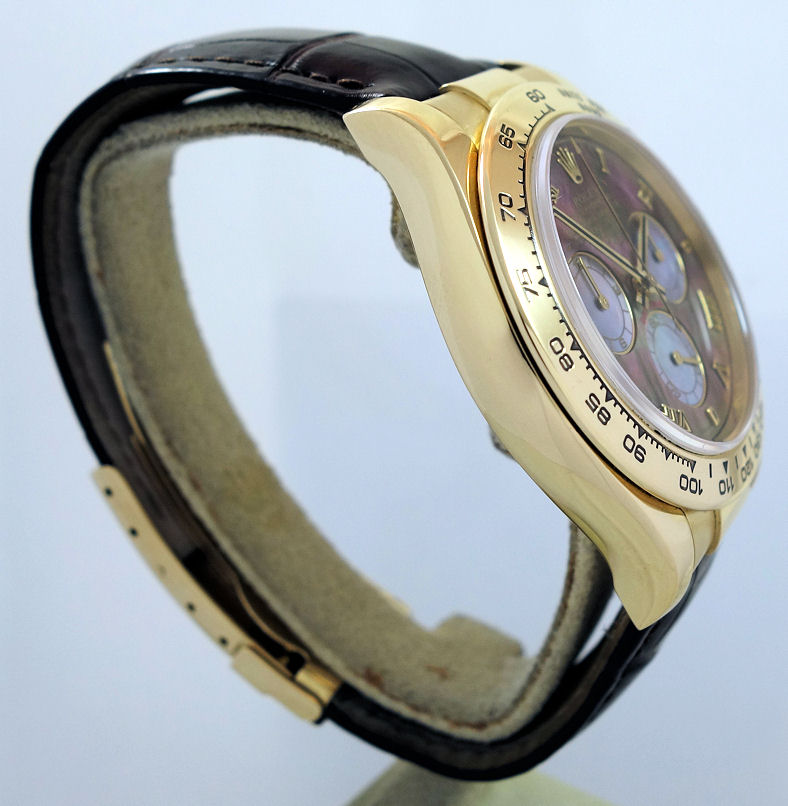 DSC01647 Rolex Daytona 18k Yellow-Gold BLACK Mother-of-Pearl dial 116518