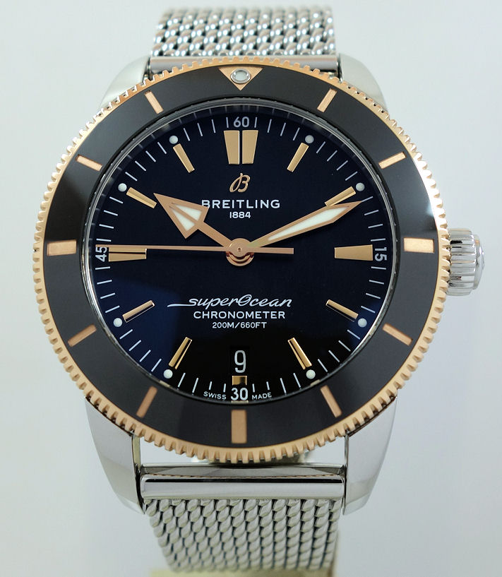 DSC02184 Breitling SUPEROCEAN HÉRITAGE II B20 Gold & Steel, Mesh Bracelet UB2030