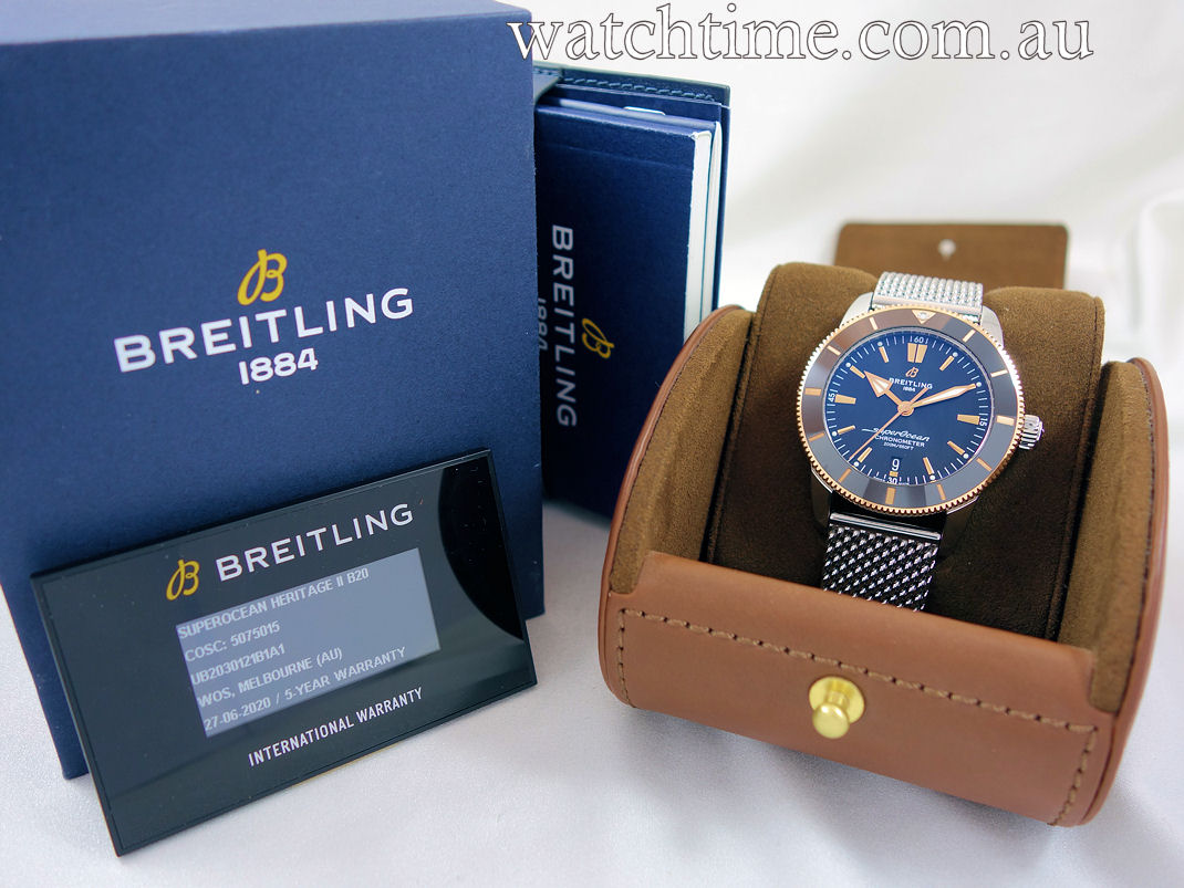 DSC02196 Breitling SUPEROCEAN HÉRITAGE II B20 Gold & Steel, Mesh Bracelet UB2030